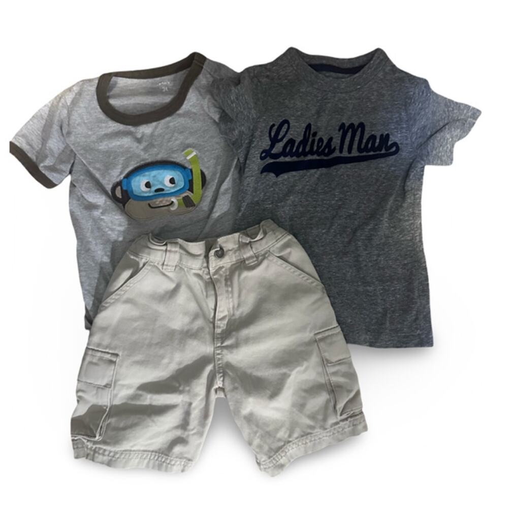 Carter’s  Boys Lot 3T Shirts & Shorts Bundle Monkey Graphic Ladies Man